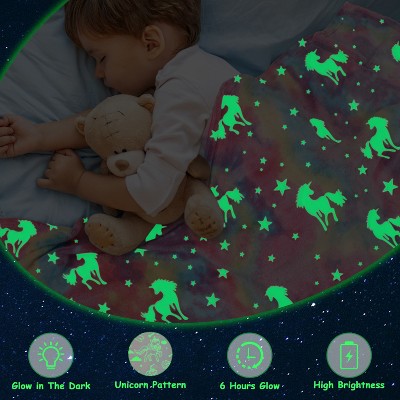 Catalonia Pink Unicorn Glow in the Dark Fleece Blanket, 50" x 60"