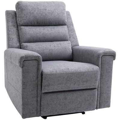 HomCom Modern Rocker Recliner Chair Linen Fabric Single Sofa Home Theater Seating with Overstuffed Armrest and Back Grey