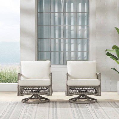 2pk Thatcher Outdoor Steel Swivel Rocking Chairs: Resin Wicker, Weather ...