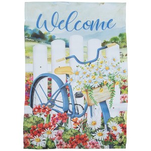 Northlight White Picket Fence Floral Outdoor Garden Flag 12.5" x 18" - 1 of 4