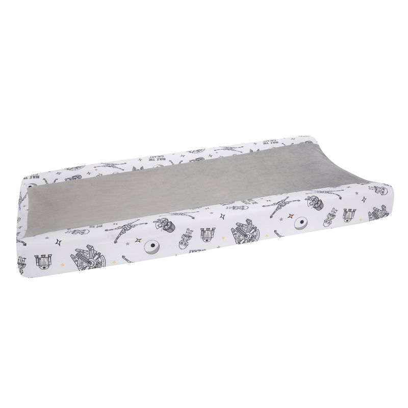 Lambs & Ivy Star Wars Millennium Falcon White/Gray Soft Changing Pad Cover, 3 of 5