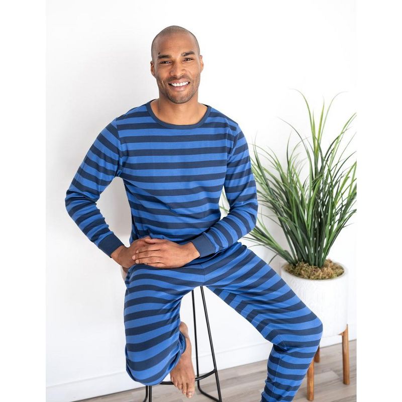 Leveret Mens Two Piece Cotton Striped Pajamas, 3 of 4