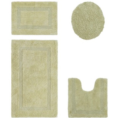 Lux Premium 100% Cotton Tufted Solid Reversible 4 Piece Bath Rug Set – Ultra-Soft, Water-Absorbent, Durable, Machine Washable Bathroom Rug