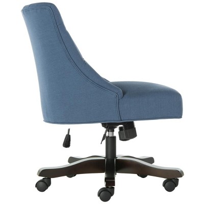 Espresso Black Linen and Wood Transitional Swivel Task Chair