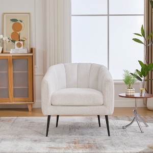 Aortzio 29.92"W Tufted Upholstered Barrel Chair With Metal Legs - 1 of 4