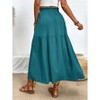 Side Slit Plisse Maxi Skirt Hight Waist Shirred Skirts Summer Beach Skirts Casual Tiered Skirts Flowy Skirts - 2 of 4