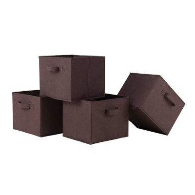Set of 4 Capri Foldable Fabric Baskets Chocolate - Winsome