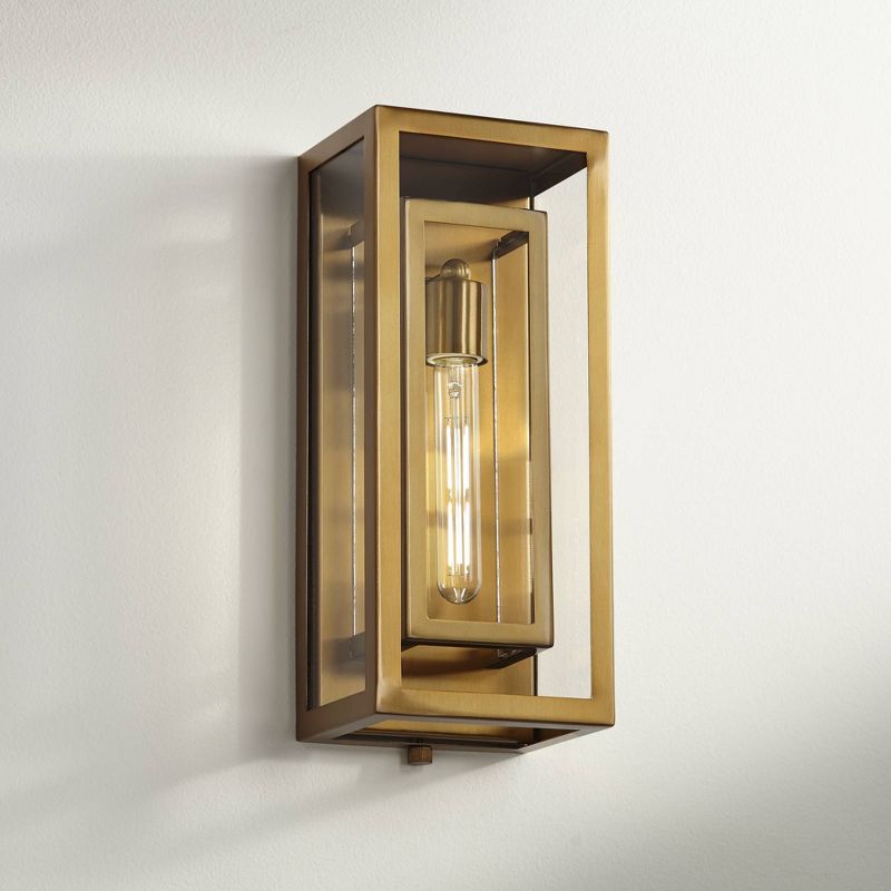 Possini Euro Design Modern Wall Light Sconce Warm Brass Hardwired 6 1/4" Fixture Clear Glass for Bedroom Bathroom Vanity Hallway, 2 of 9