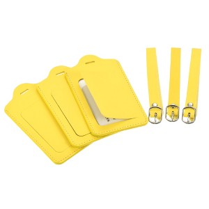 Unique Bargains Backpack PU Holders Identifier Card Luggage Tags with Strap 3 Pcs - 1 of 4