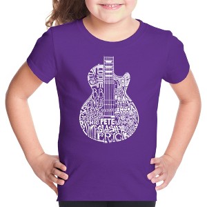 LA Pop Art Girl's Word Art T-shirt - Rock Guitar Head - 1 of 4