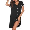 Ekouaer Nightgowns for Women Button Down Pajamas Tops Short Sleeve Sleepwear V-Neck Sleepwear - 2 of 4
