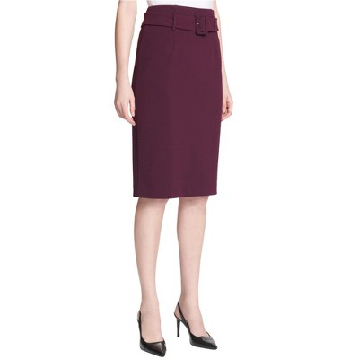 Calvin Klein Womens Belted Pencil Skirt