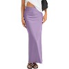 Women's Elegant Satin Maxi Skirt - High Waist A-Line Long Skirt with Smooth Zipper Purple - 2 of 4
