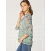 INSPIRE CHIC Women's Round Neck Ruffle 3/4 Sleeve Floral Print Chiffon Blouse - 4 of 4