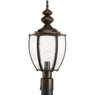 Progress Lighting, Roman Coach, 1-Light Outdoor Post Lantern, Antique Bronze, Seeded Glass Panels