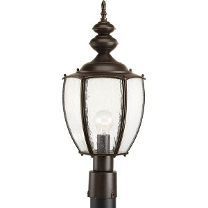 Progress Lighting, Roman Coach, 1-Light Outdoor Post Lantern, Antique Bronze, Seeded Glass Panels - 1 of 2
