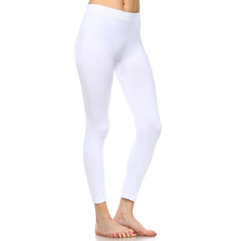 Women's Slim Fit Solid Leggings - One Size Fits Most - White Mark, 2 of 4