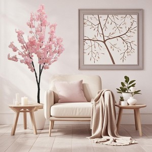 Cherry Blossom Artificial Tree, 5.9ft Artificial Cherry Blossom Flowers Trees Faux Pink Cherry Blossom Tree Artificial with Flower Pot for Home Office - 1 of 4