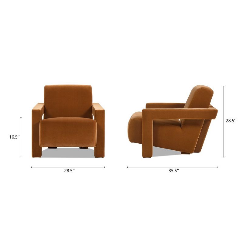 Ethan 28.5" Fully Upholstered Accent Arm Chair, Burnt Orange Performance Velvet, 5 of 7
