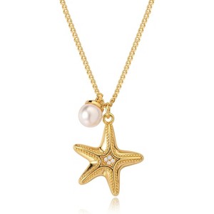 Dainty Gold Seashell Pendent Necklace Ocean Necklace for Women 18K Gold Plated Necklace Boho Handmade Summer Beach Necklace Jewelry - 1 of 4