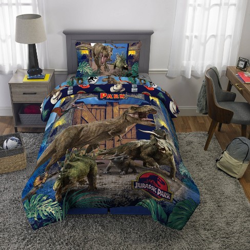 Jurassic Camp Bed Linen Set for Children - printed white, Bedding & Decor