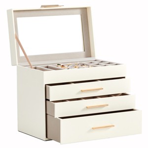 Premium 2-Drawer Jewelry Organizer With Clear Top And Soft Velvet Compartments For Secure Accessory Storage - 1 of 4