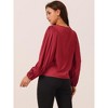 Seta T Women's Elegant Round Neck Chiffon Pleated Long Sleeve Flowy Dressy Business Tops - 4 of 4