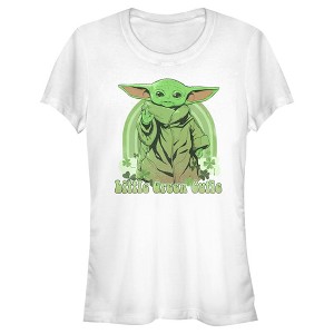 Juniors Womens Star Wars The Mandalorian Grogu St. Patrick's Day Little Green Cutie T-Shirt - 1 of 4