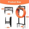 Angel Sar Freestanding Garden Hose Holder with Circular Pattern, Heavy-Duty Metal Hose Stand with 4 Ground Spikes for Outdoor Use, Black - 3 of 4