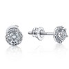 Pompeii3 1/2ct Diamond Halo Round Brilliant Cut Studs 10k White Gold - 2 of 4