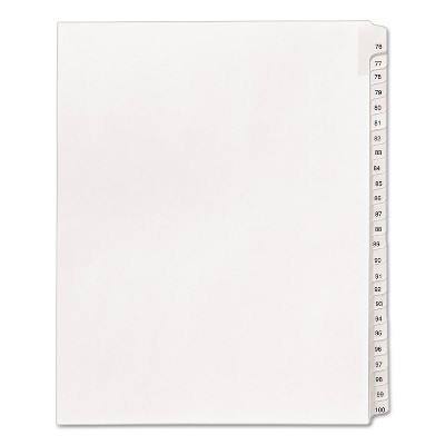 Avery Allstate-Style Legal Exhibit Side Tab Dividers 25-Tab 76-100 Letter White 01704
