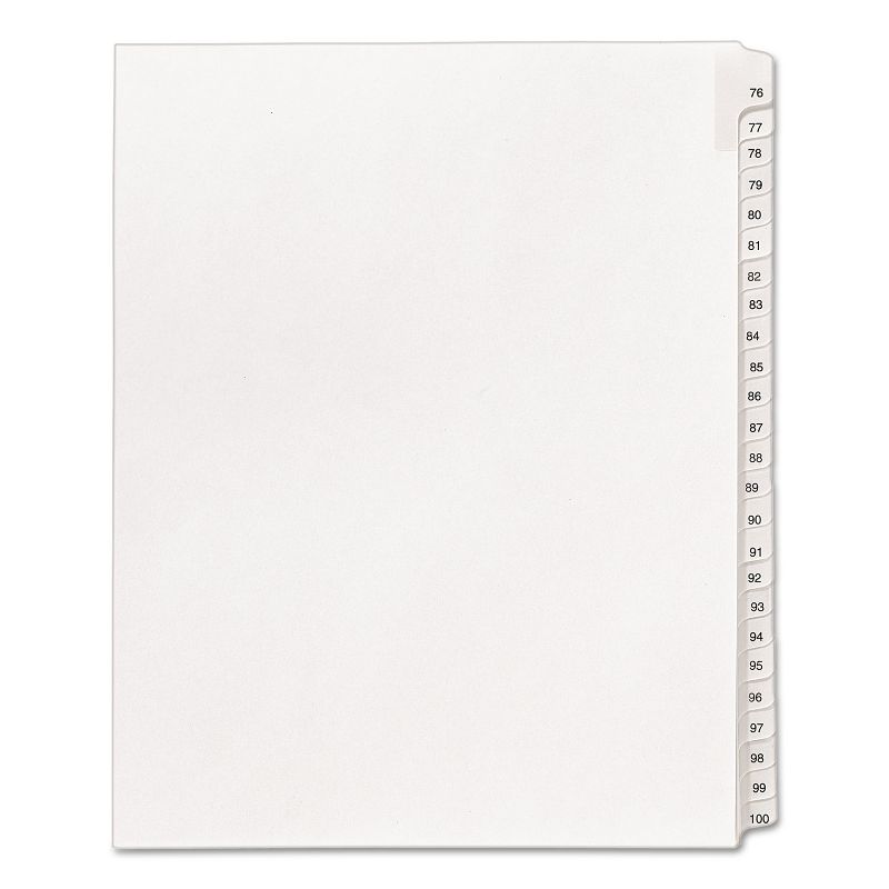 Avery Allstate-Style Legal Exhibit Side Tab Dividers 25-Tab 76-100 Letter White 01704, 1 of 7