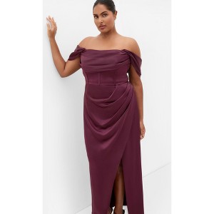 fitted lace wedding dress Mulberry Silk Rose Print Women Maxi Dress, Dark Rose Garden Print / L main image 1