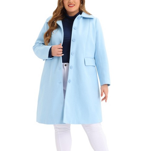Agnes Orinda Women's Size Coats Peter Pan Collar Breasted Long Coat Blue : Target