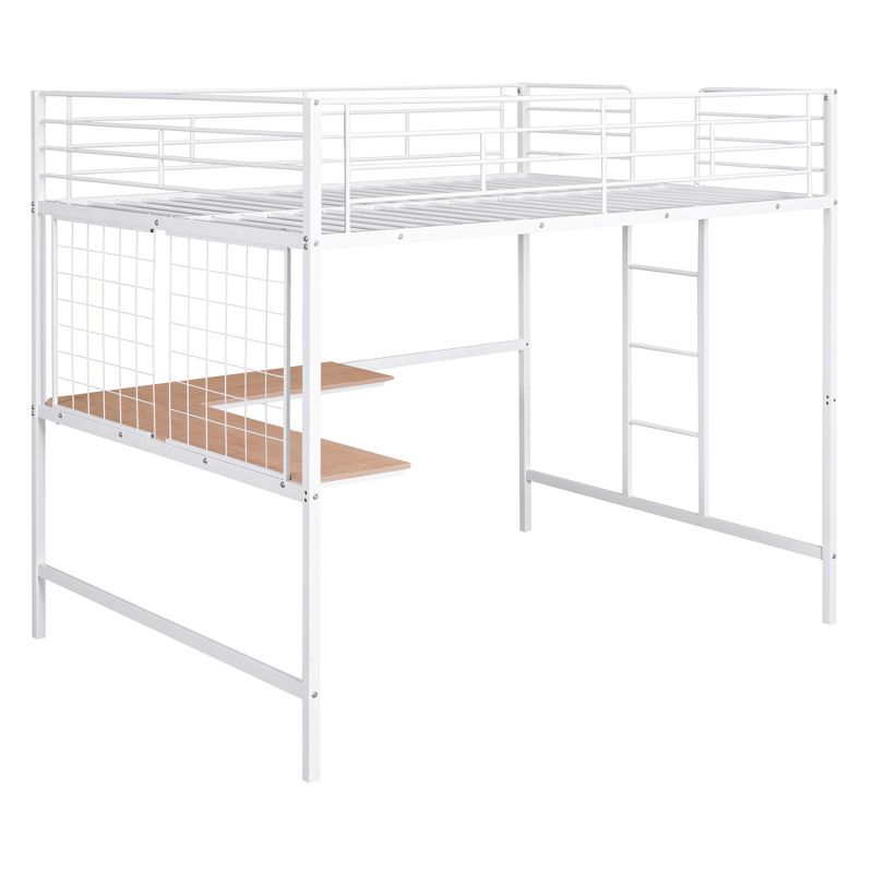 Full Size Metal Loft Bed With Desk And Grid - ModernLuxe, 5 of 10