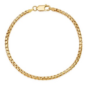 Mens 8.5" Sterling Silver Italian Round Box Chain Bracelet - 1 of 2
