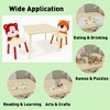 SEVOBAL Kids Table Sets, 3-Piece Wooden Activity Table with Animal Theme Chairs for Toddler Playroom, Beige, 27.56"*26.38"*3.74" - 3 of 4