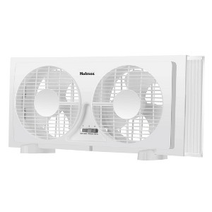 Holmes 9" 2 Speed Twin Blade Manual Window Fan with Reversible Airflow White - 1 of 4