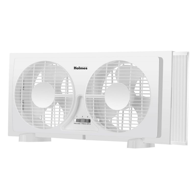 Holmes 9&#34; 2 Speed Twin Blade Manual Window Fan with Reversible Airflow White, 1 of 13