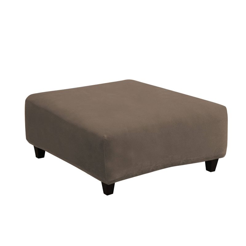 Stretch Pique Square Ottoman Slipcover Taupe - Sure Fit, 3 of 5