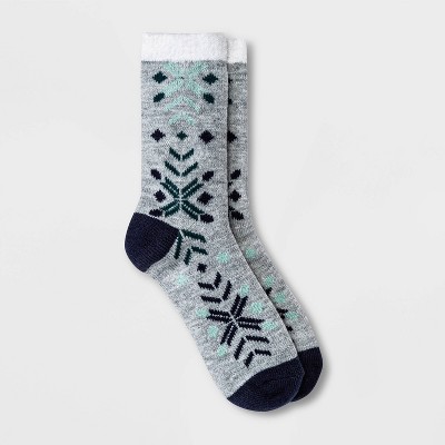 Women's Geo Double Lined Cozy Crew Socks - A New Day™ Heather Gray 4-10