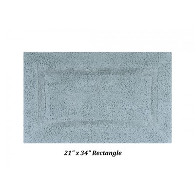 Lux Blue Cotton Tufted Reversible Bath Rug Set
