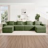 AENKYO 153.5" Modular Corduroy Modular Sectional Sofa with 2 Ottomans, Boneless Sectional Deep Seat Sofa with Throw Pillows, Sleep Sofa, No-Assembly - 3 of 4