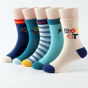 FURNIinspire 5 Pairs Socks Gift for Boy Kid Toddler Summer Sock Cotton Crew Socks Plush Sleeping Slipper Sock Soft, Multicolored, 8.58"*0.39"*0.39" - 1 of 4