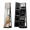 KWPZQEB 360° Swivel Jewelry Cabinet with Full Length Mirror & Lighted, Rotating Standing Jewelry Armoire Organizer with 3 Storage Shelves & lock - 3 of 4