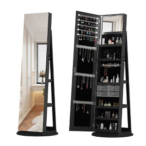 Maliang 360° Swivel Jewelry Cabinet with Full Length Mirror, Standing Jewelry Armoire Organizer, Lockable Storage Cabinet - 1 of 4