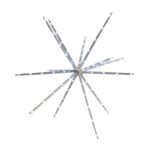 Season's Designs 20" Starburst Silver Christmas Decoration 14 Poles, Indoor Hanging, Plastic, 70 LED Cool White Lights - 1 of 1