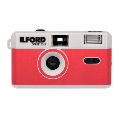 Ilford Sprite 35-II Reusable/Reloadable 35mm Analog Film Camera (Silver and Red)