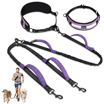 PetAmi Double Dog Leash with 360 Swivel No-Tangle Coupler, Heavy Duty Hands  Free Reflective Safety Bungee, Adjustable Waist Belt Dog Walking, Black