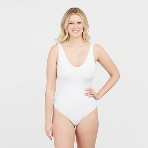 ASSETS by SPANX Women's Plus Size Remarkable Results Open-Bust Brief  Bodysuit - Beige 2X